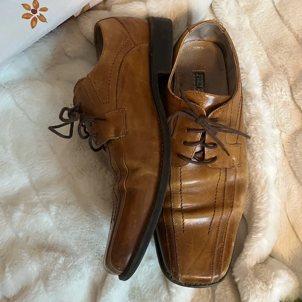 Y2K Stacey Adams Mens 11M 23274 03 Brown Oxford Square Toe Academia Dadcore Shoe